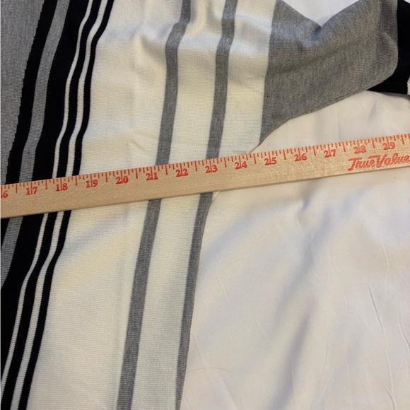 Tahari V-Neck Sweater with Geometric Stripes - Gray, Black, White - Picture 5 of 9